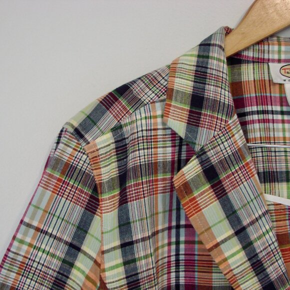 Talbots Plaid Linen Flax Blazer Jacket Flax Madras Preppy Blue Pink Green 16 W - Picture 6 of 15